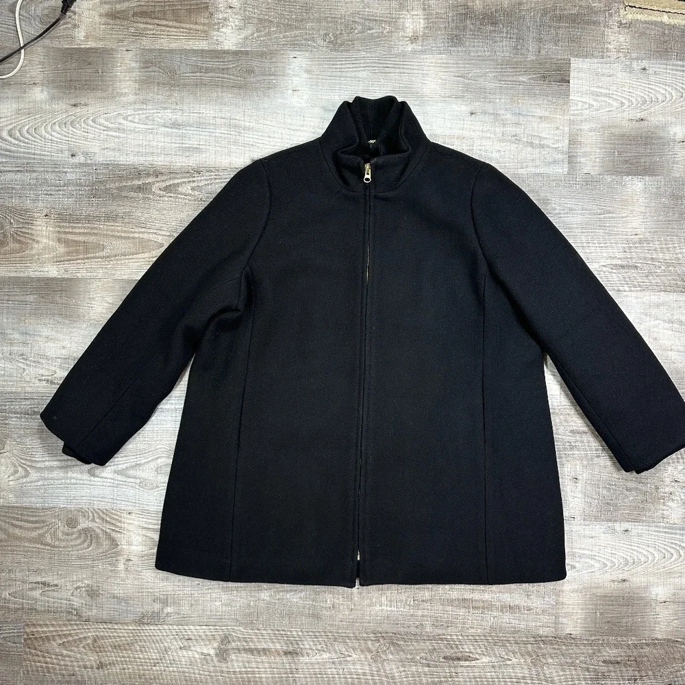 J.Crew Women's Sz 24 Italian Stadium Cloth By Nello Gori Wool Blend Coat Black
